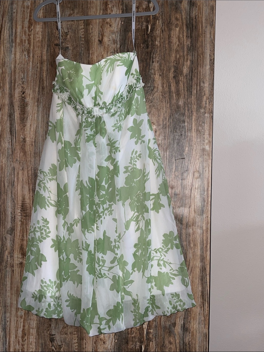 Strapless Floral Midi Skirt - White & Light Green